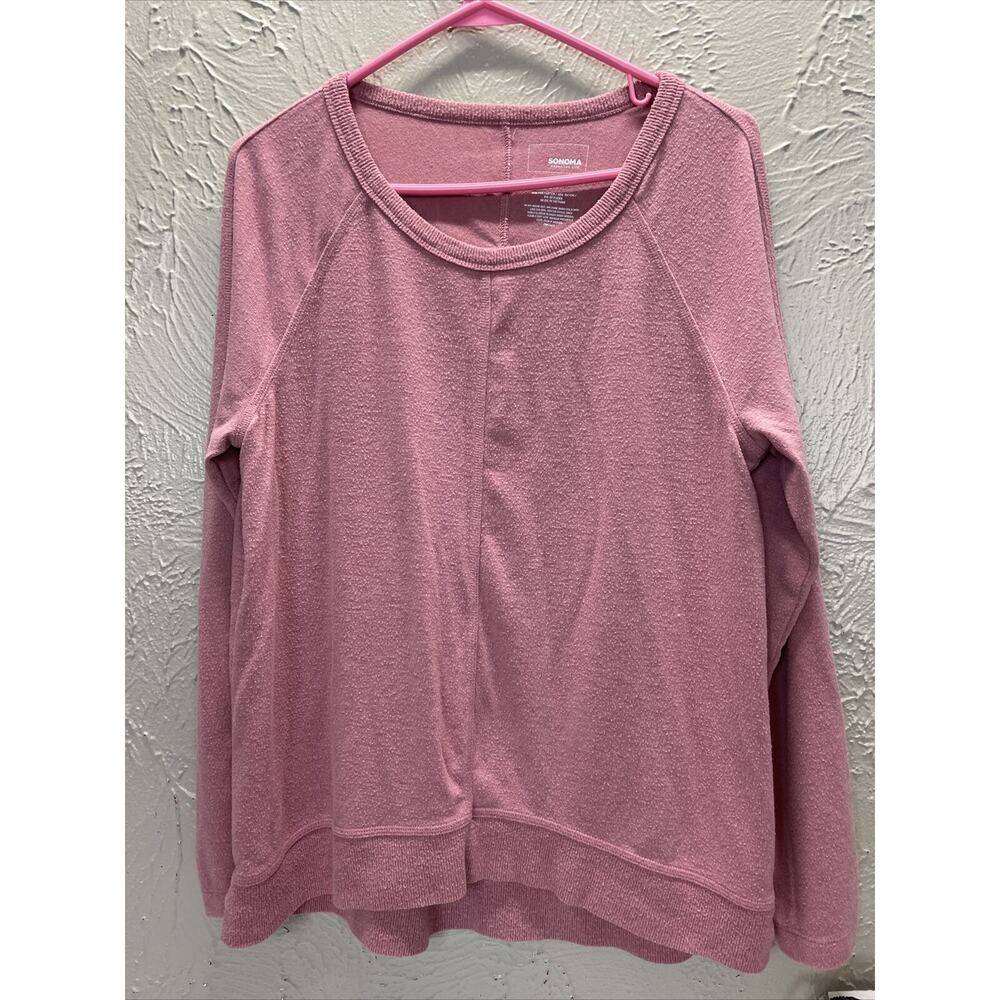 Sonoma Womens Mauve‎ Pink Sweatshirt Round Neck Lounge Relaxation Size Medium